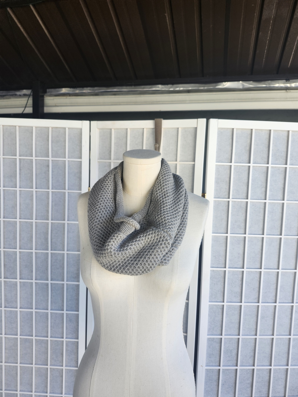 Michael Stars Light Gray Knit Infinity Scarf